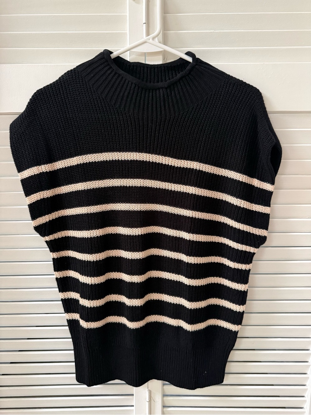 Black & Cream Striped Knit Sweater - Women